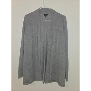 Talbots Womens Gray Pure Italian Merino Wool Open Front Shawl Cardigan Size M
